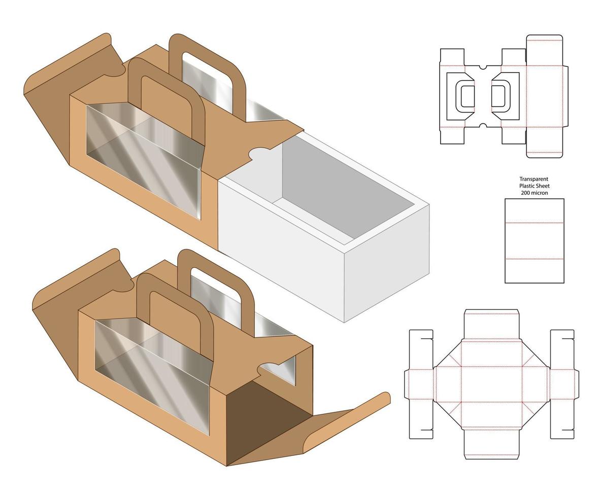 diseño de plantilla troquelada de embalaje de caja. Maqueta 3d vector