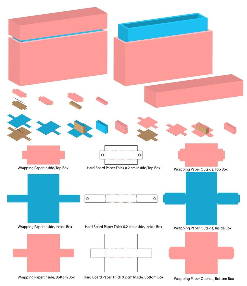 Box packaging die cut template design. 3d mock-up vector