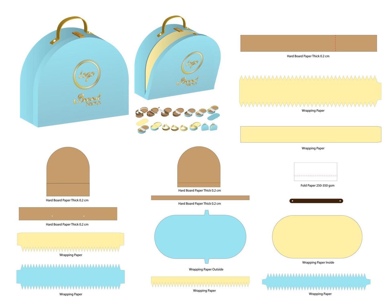 Box packaging die cut template design. 3d mock-up vector