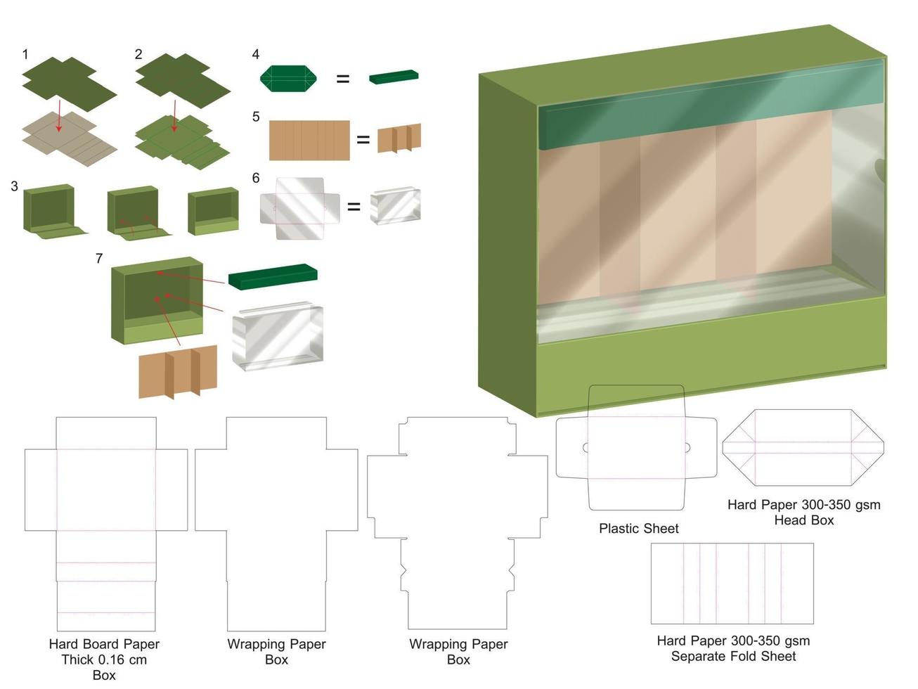 Box packaging die cut template design. 3d mock-up vector