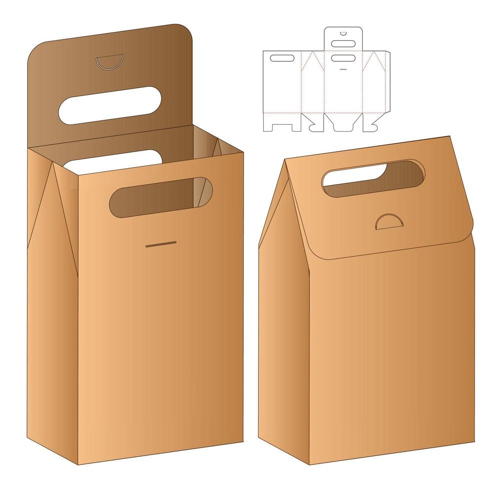 Box packaging die cut template design. 3d mock-up vector