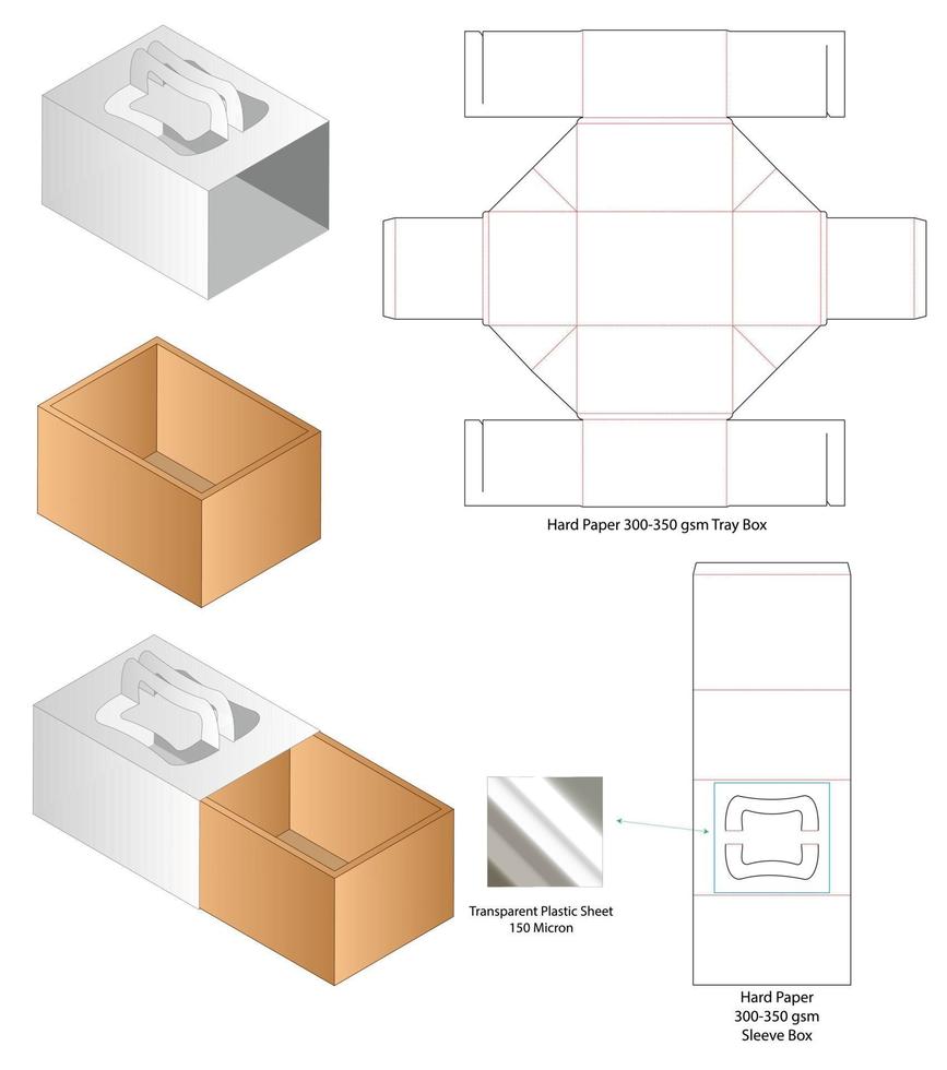 diseño de plantilla troquelada de embalaje de caja. Maqueta 3d vector