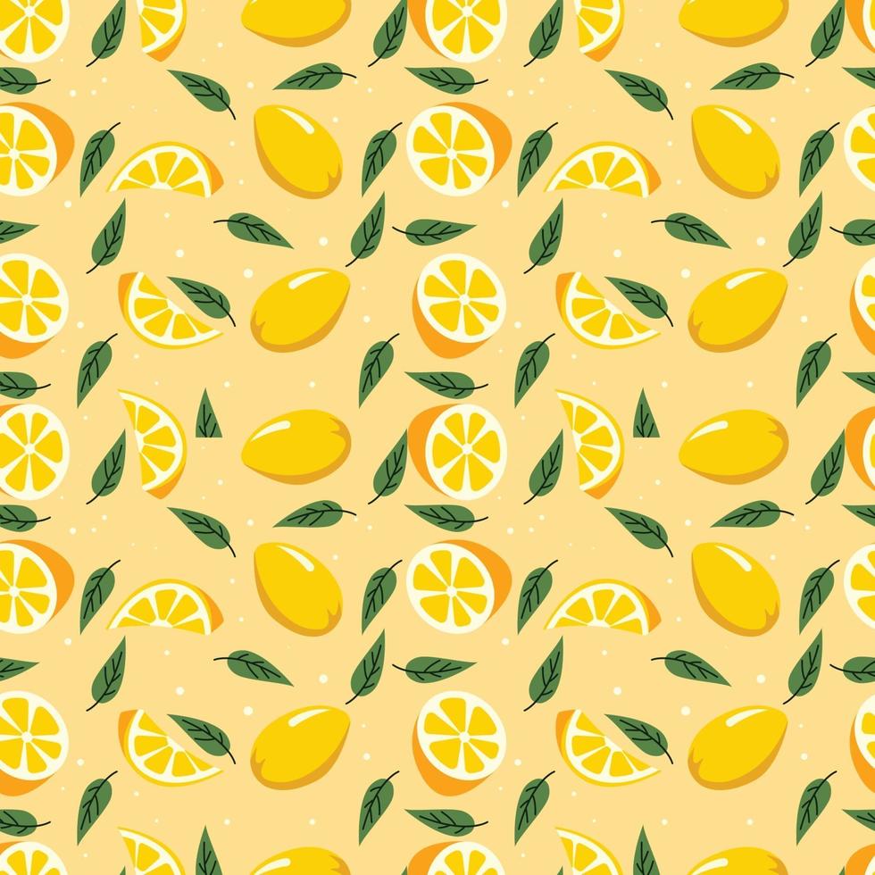 Fruit Lemon Seamless Pattern Vector Illustration