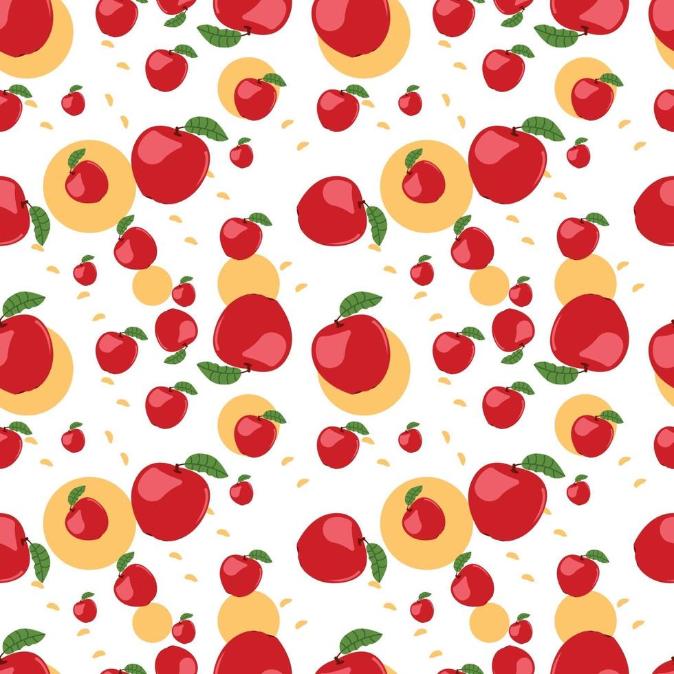 Red Apple Fruit Seamless Pattern Vector Illustration