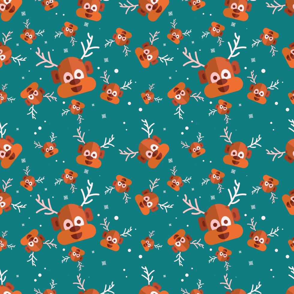 Cute Head Deer Christmas Pattern Vector Illustration