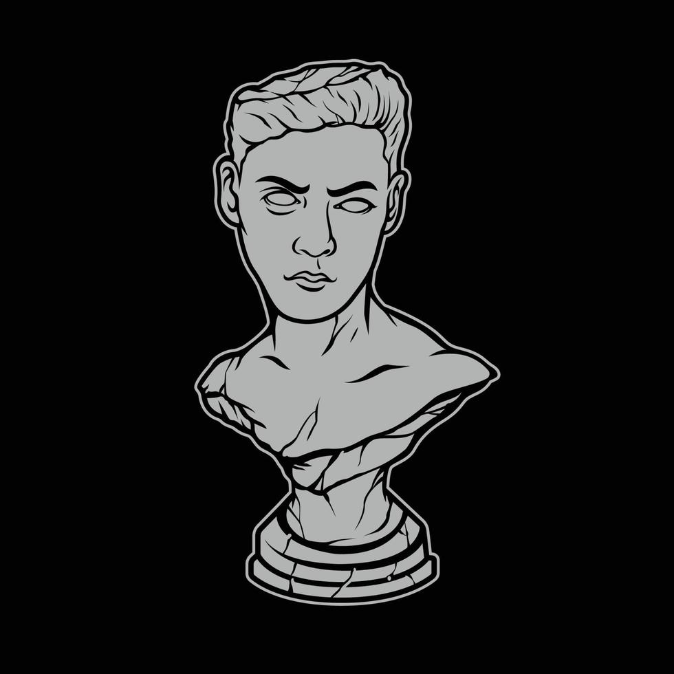 Classic Statue Vector Illustration On Isolated Black Background