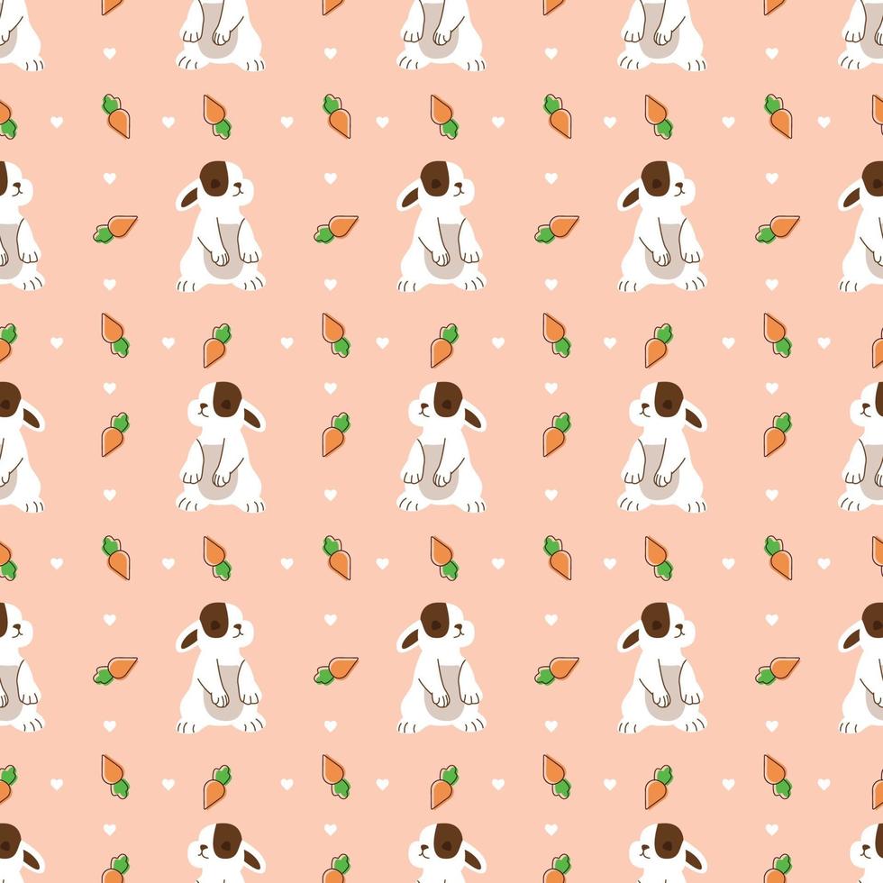 Cute Sad Rabbit Seamless Pattern Vector Illustration
