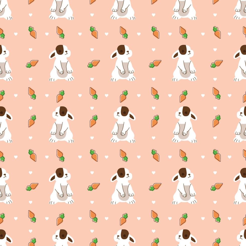 Cute Sad Rabbit Seamless Pattern Vector Illustration