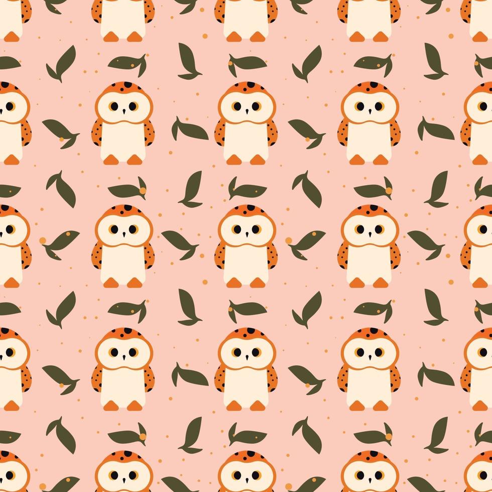 Cute Owl Animals Seamless Pattern Vector Illustration