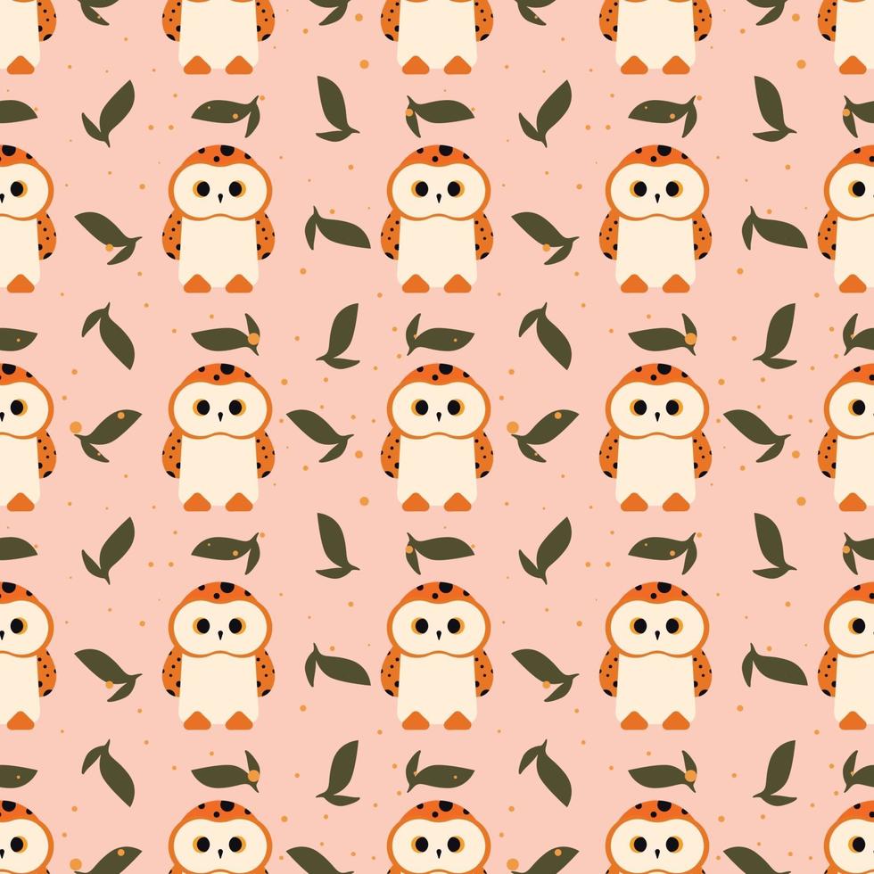 Cute Owl Animals Seamless Pattern Vector Illustration