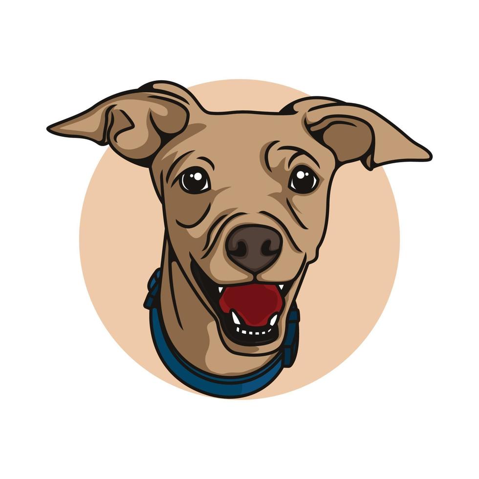 Perro divertido feliz con la ilustración de vector de vibraciones sonrientes