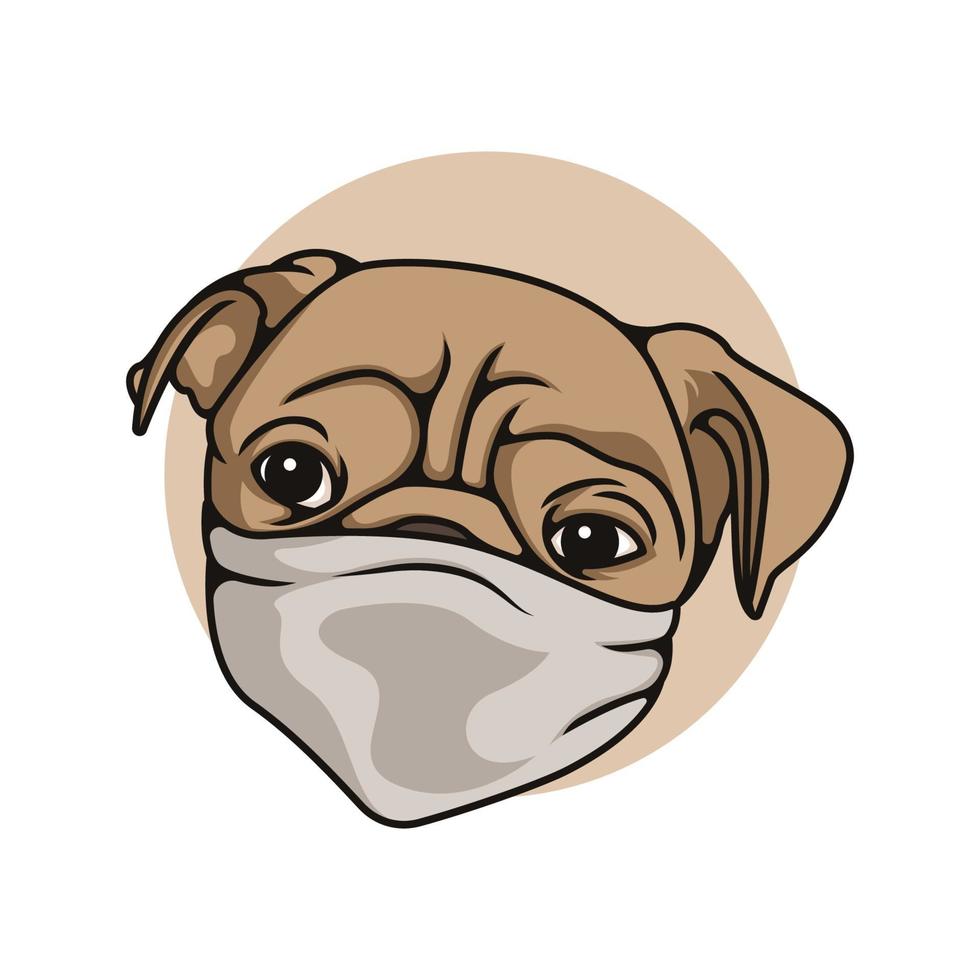 Head Pit bull Dog Wearing Mask Vector Illustration