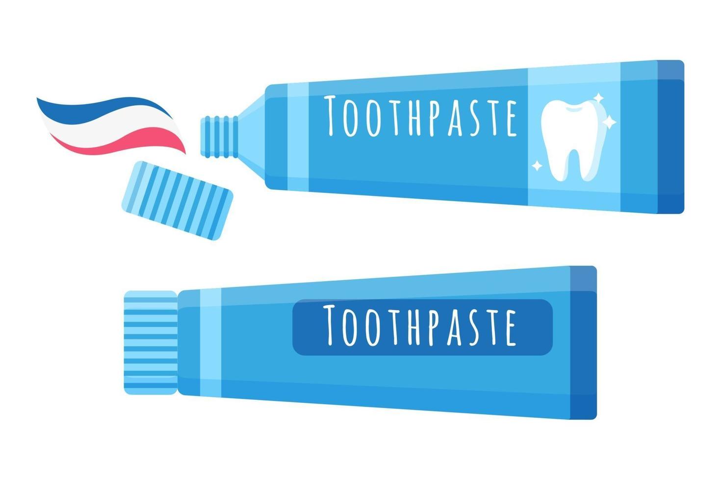 Vector cartoon illustration of toothpaste for oral care isolated on white background.