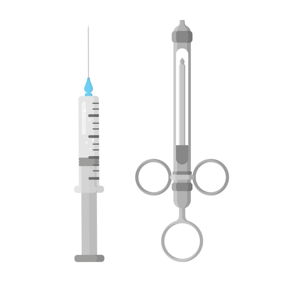 Vector cartoon illustration of dental syringes for anesthesia or medicine isolated on white background.