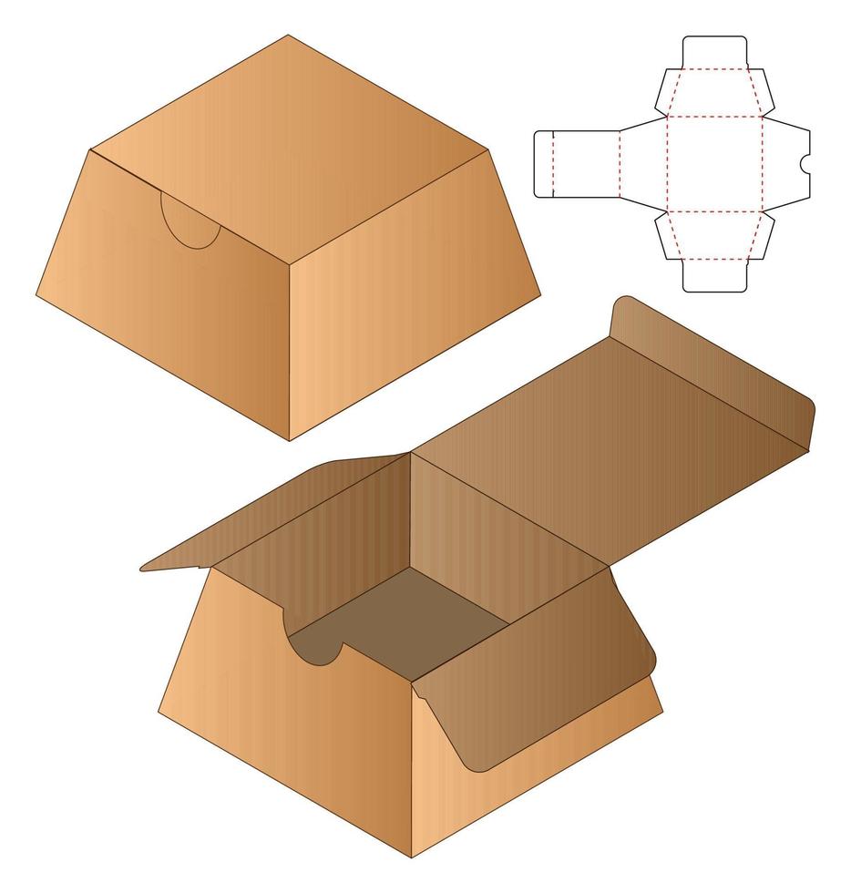 diseño de plantilla troquelada de embalaje de caja. Maqueta 3d vector