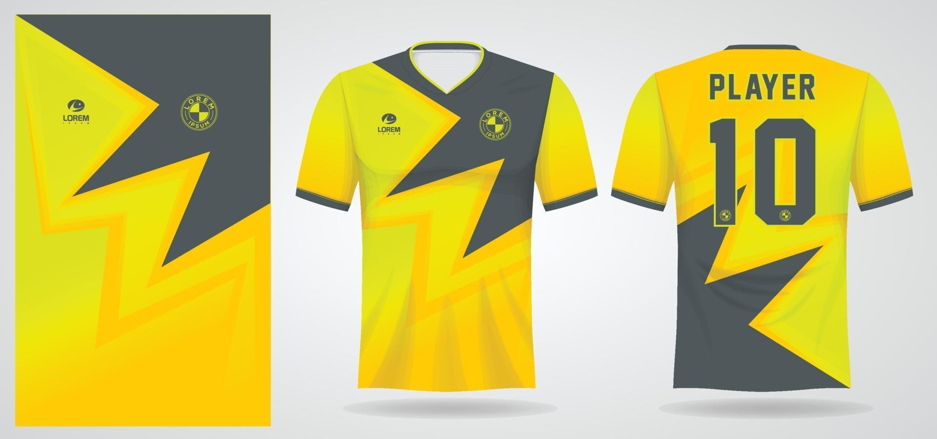 yellow black sports jersey template for team uniforms and Soccer t shirt design vector