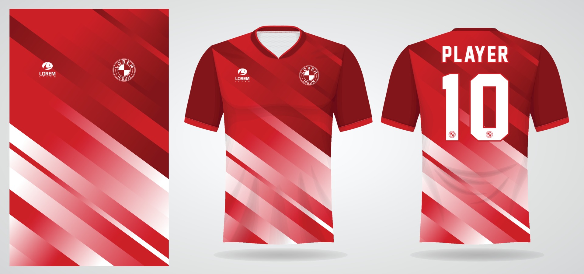 red white sports jersey template for team uniforms and Soccer t