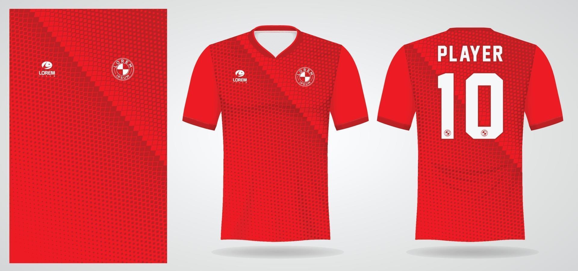 plantilla de camiseta deportiva roja para uniformes de equipo y diseño de camiseta de fútbol vector