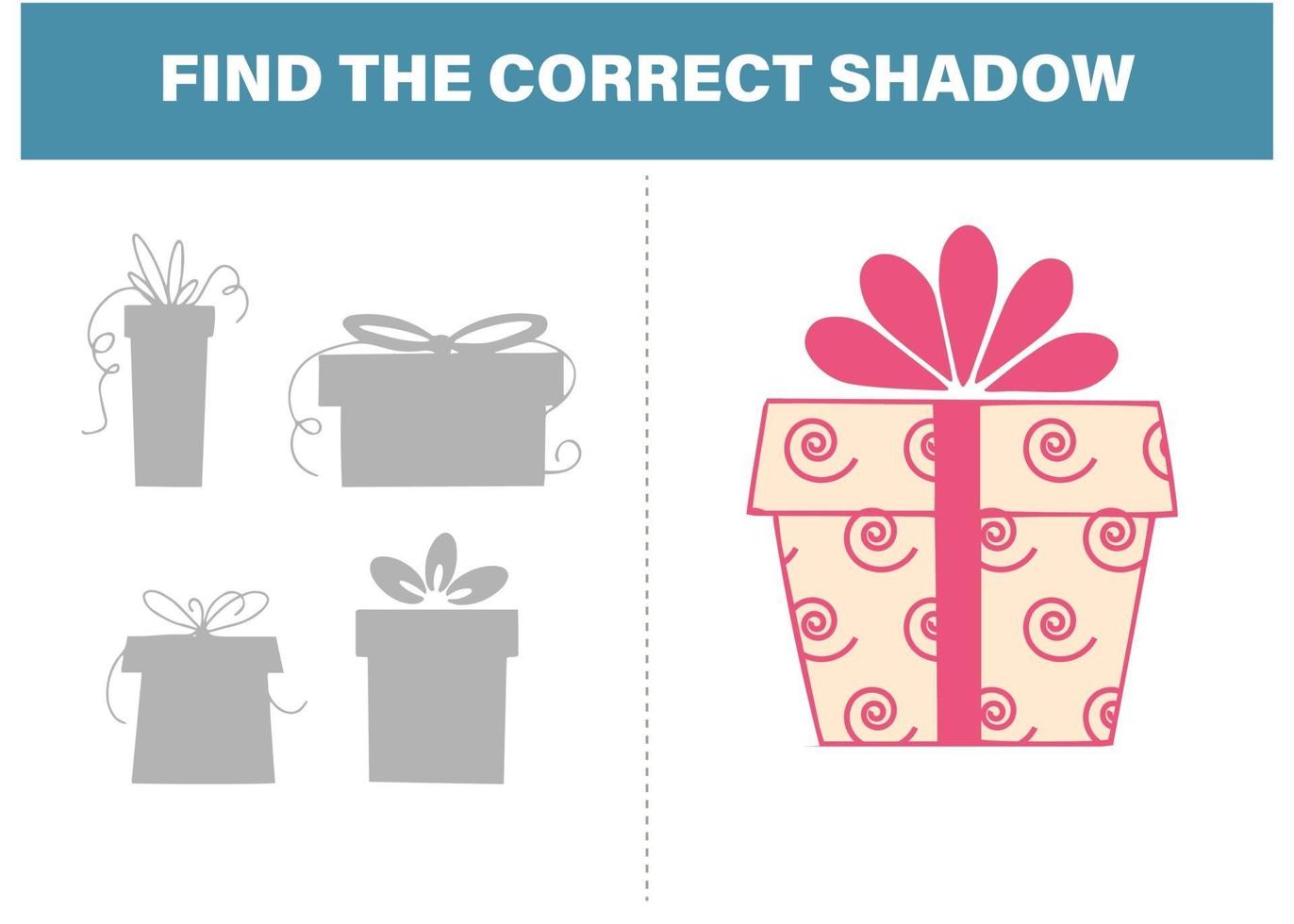 Find the correct shadow gift box activity template vector