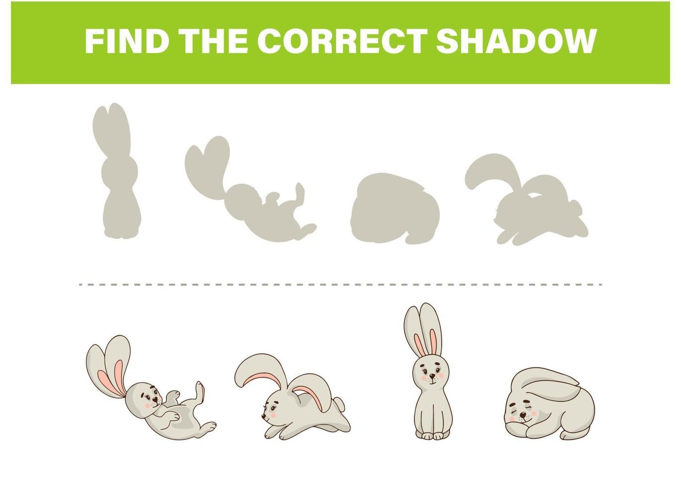 encuentra la actividad correcta del conejo de sombra vector