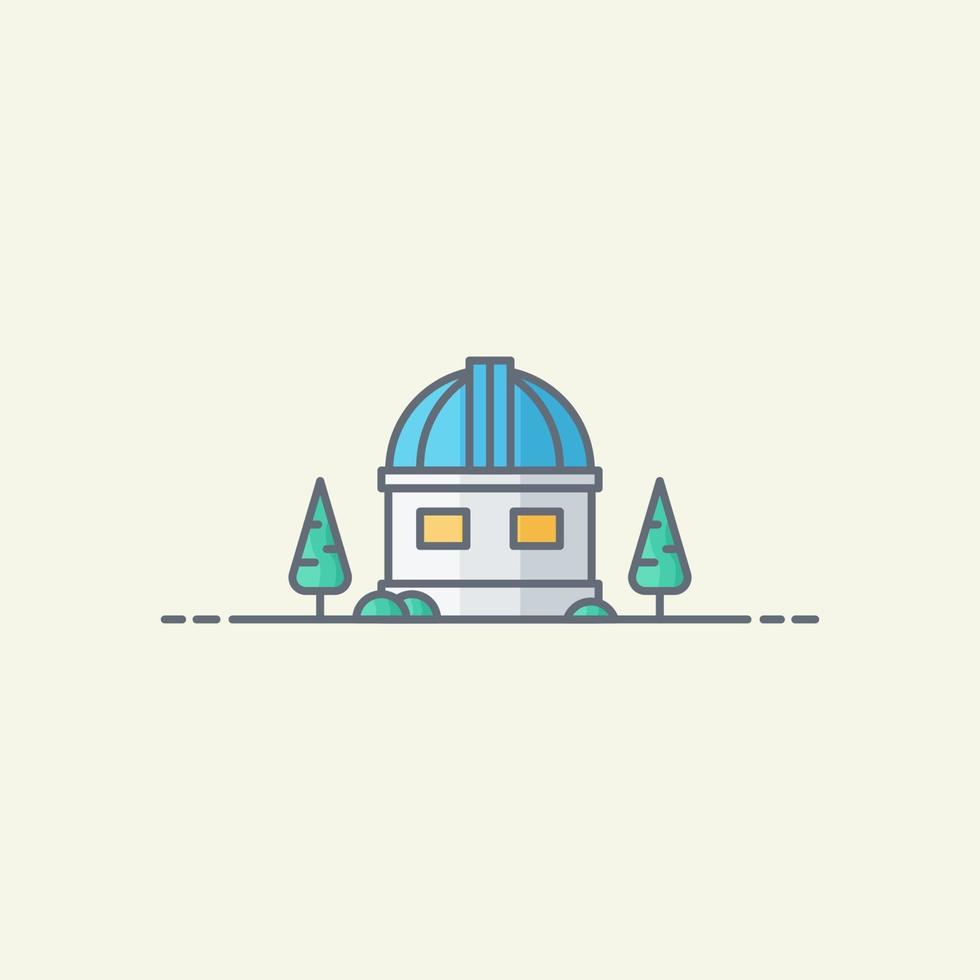 Observatory building vector icon illustration