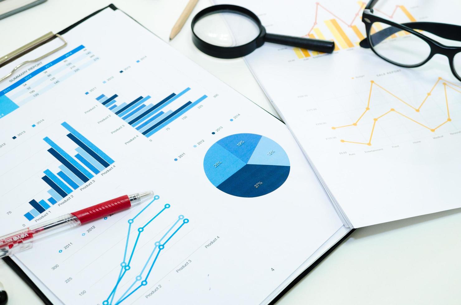 Business diagram and pen photo