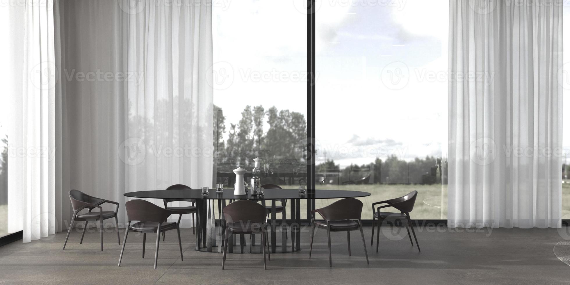 Luxury minimal dining room photo