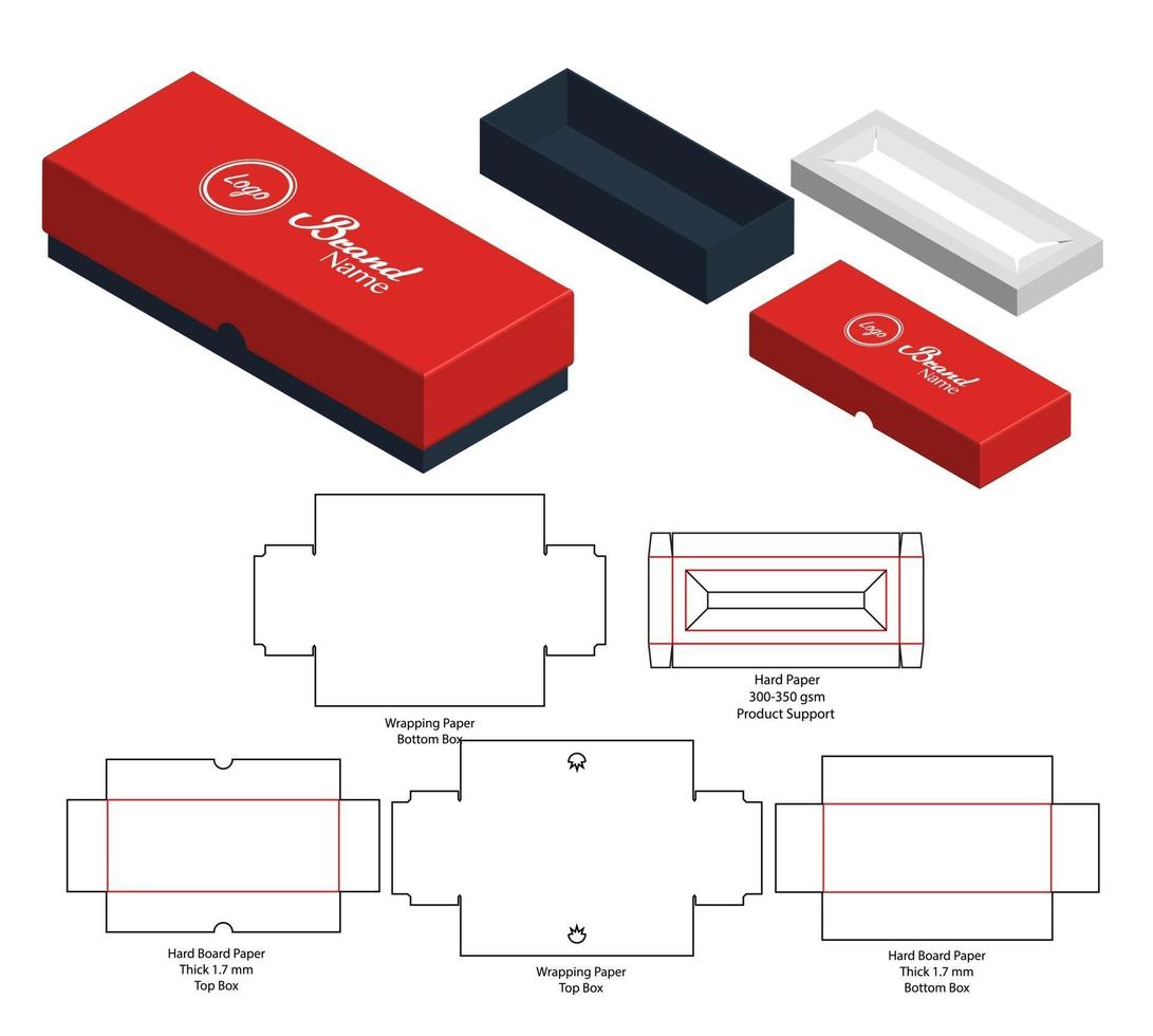 Box packaging die cut template design. 3d mock-up vector