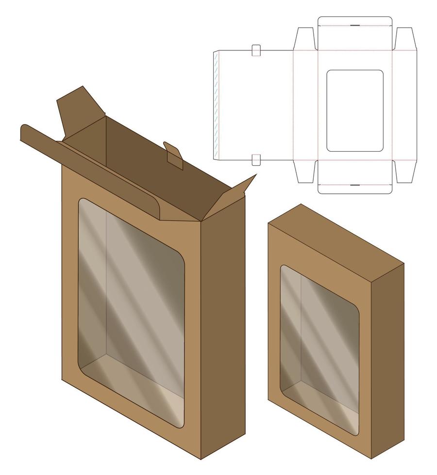 Box packaging die cut template design. 3d mock-up vector