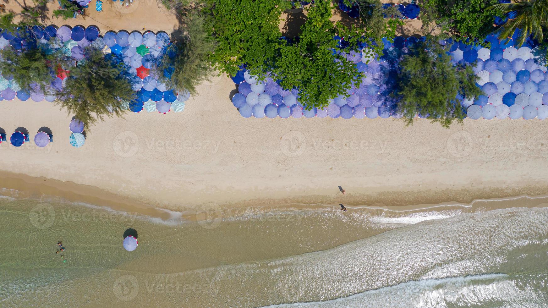 Aerial top view of Beautiful beach at morning in Thailand photo