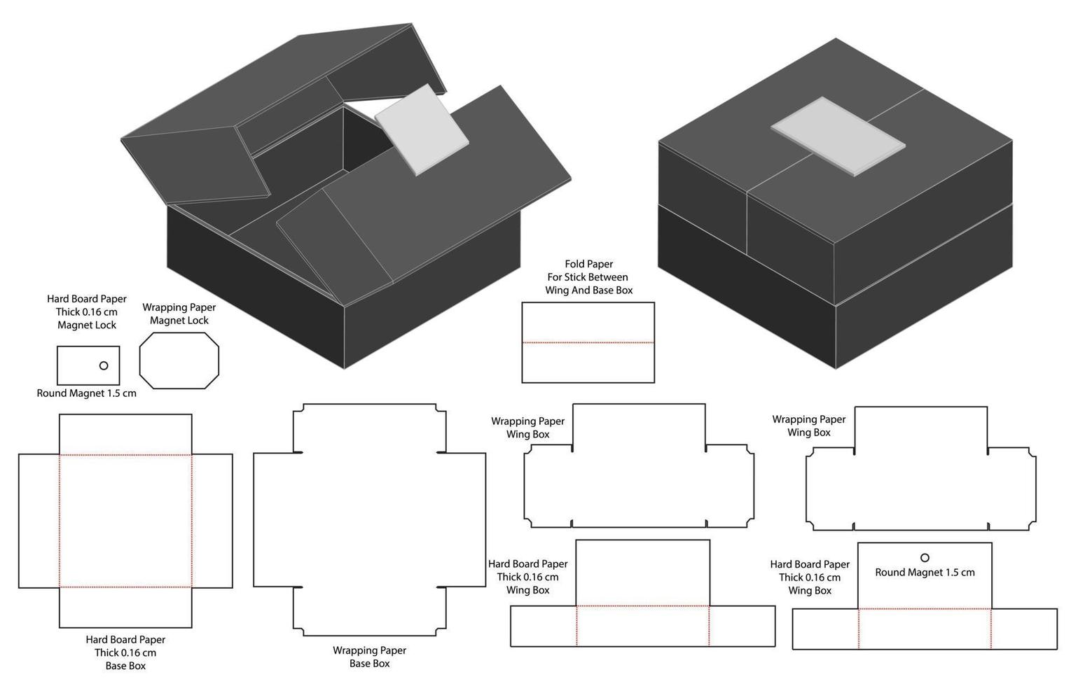 Box packaging die cut template design. 3d mock-up vector