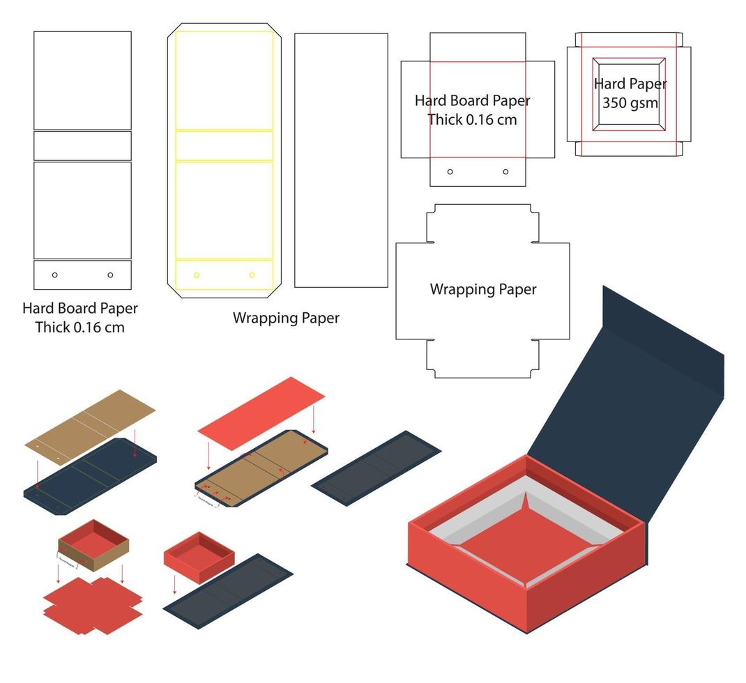 Box packaging die cut template design. 3d mock-up vector