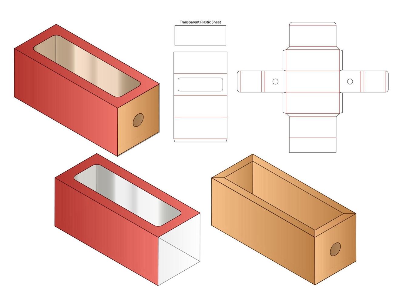 Box packaging die cut template design. 3d mock-up vector