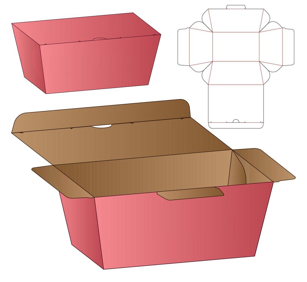 diseño de plantilla troquelada de embalaje de caja. Maqueta 3d vector