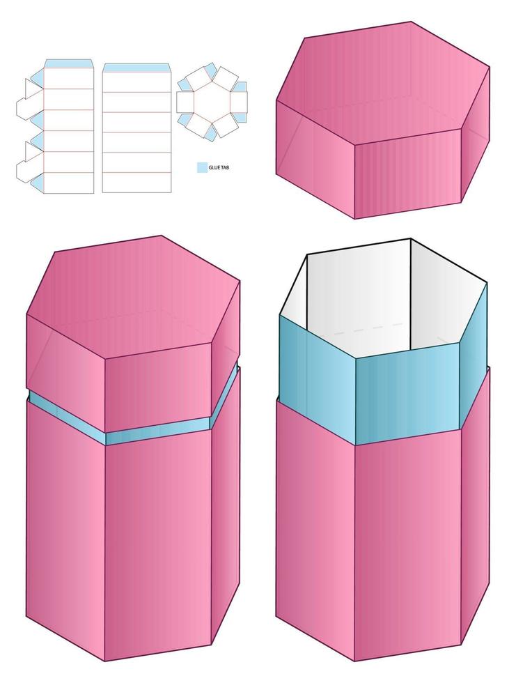 Box packaging die cut template design. 3d mock-up vector