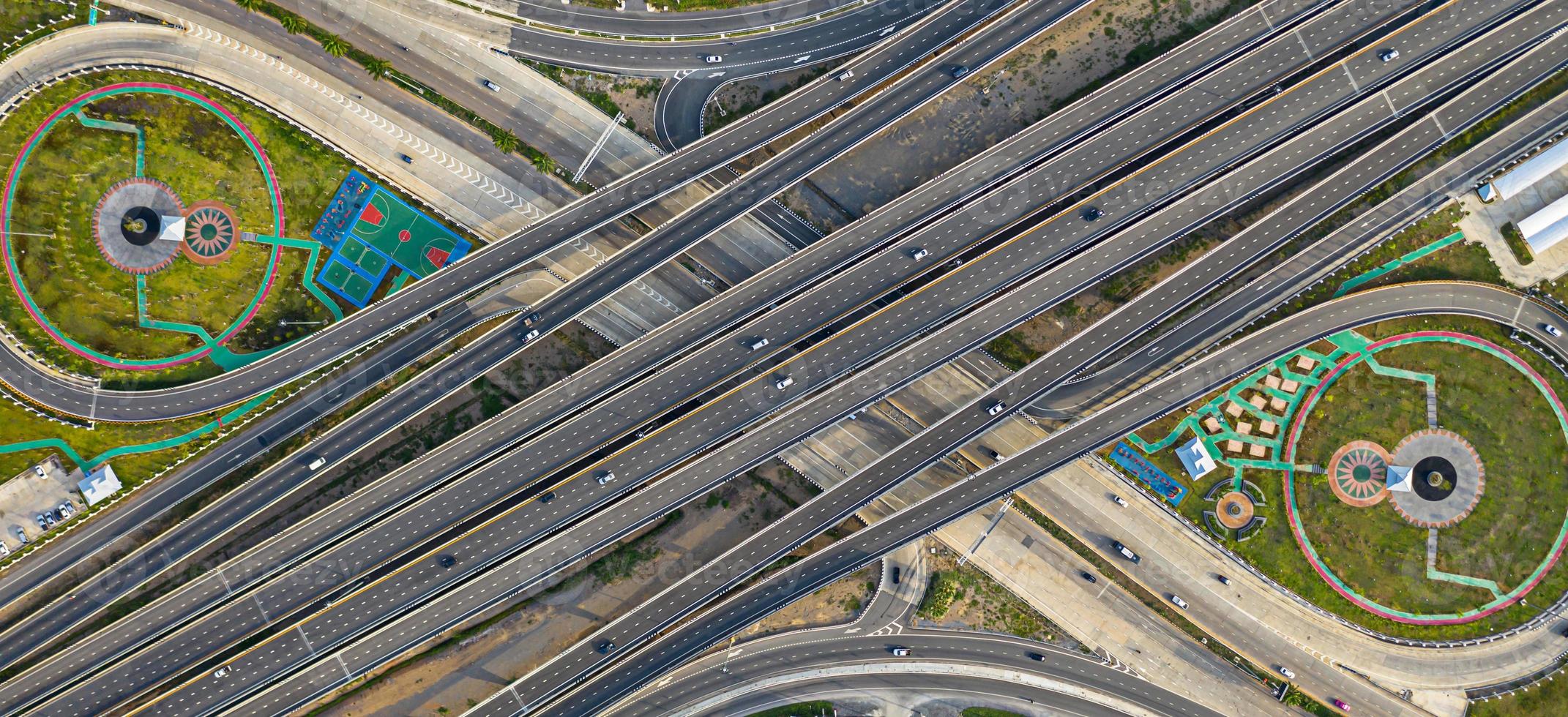 Aerial top view of highway photo