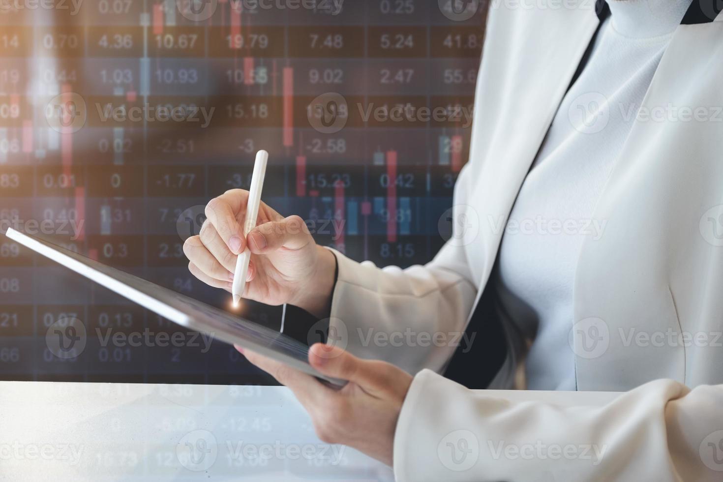 Woman using a tablet computer photo