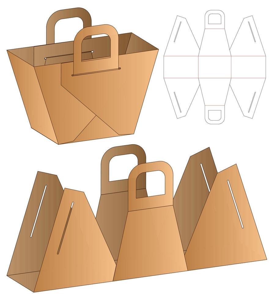 diseño de plantilla troquelada de embalaje de caja. Maqueta 3d vector