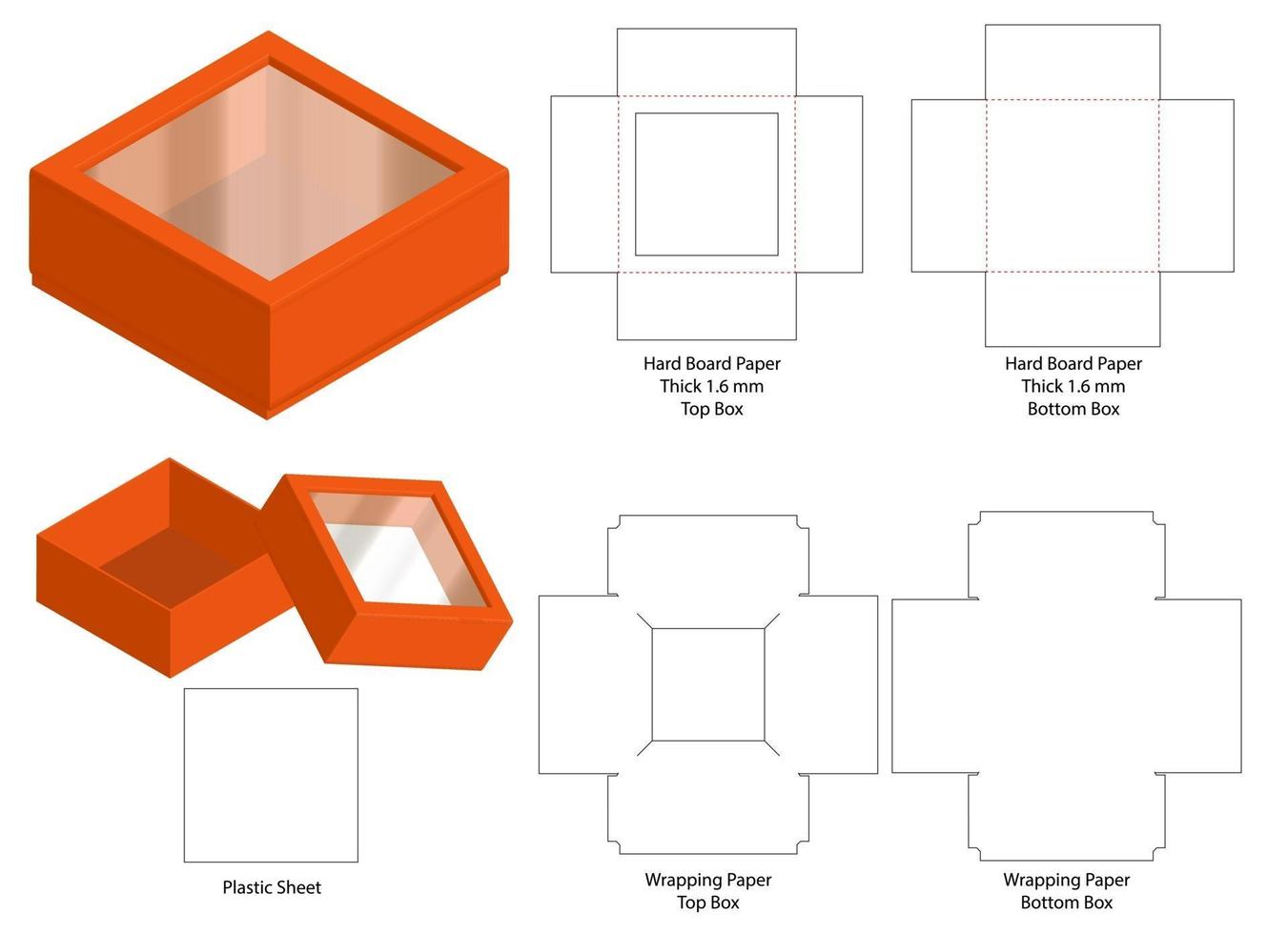 Box packaging die cut template design. 3d mock-up vector