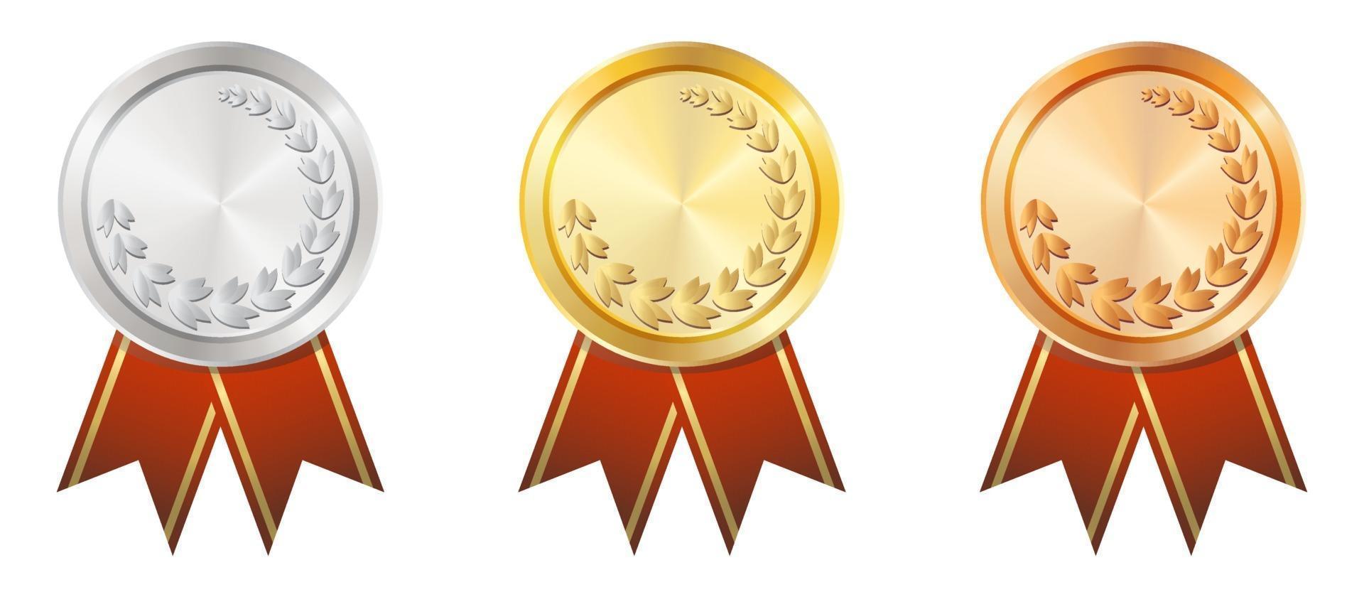 A Gold, Silver and Bronze badge vector