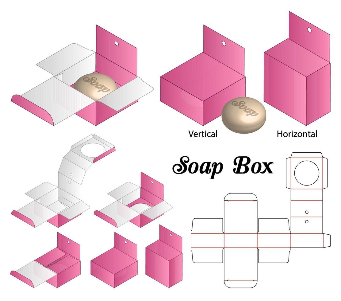 sleeve rigid box for soap mockup with die cut vector
