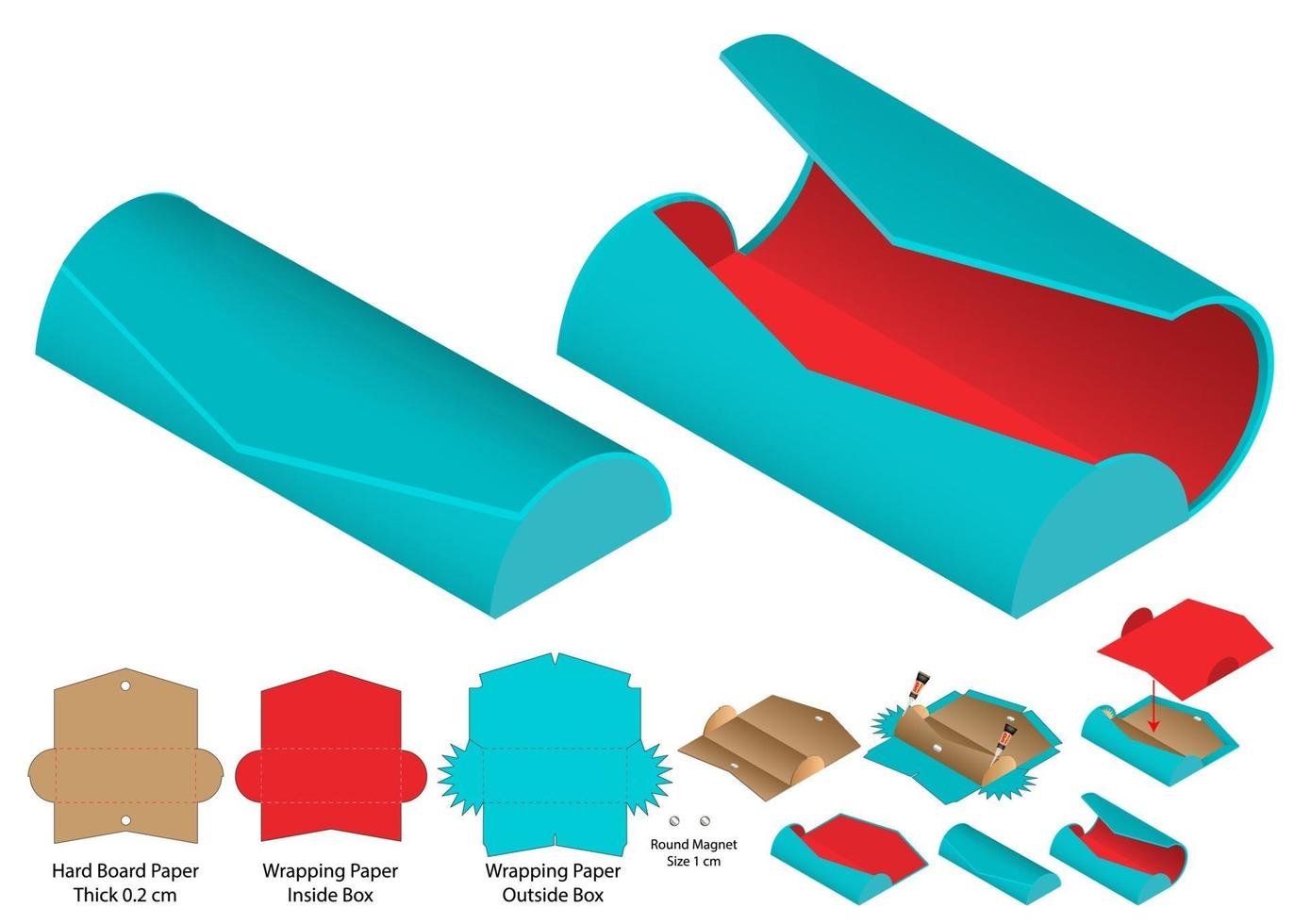 Box packaging die cut template design. 3d mock-up vector