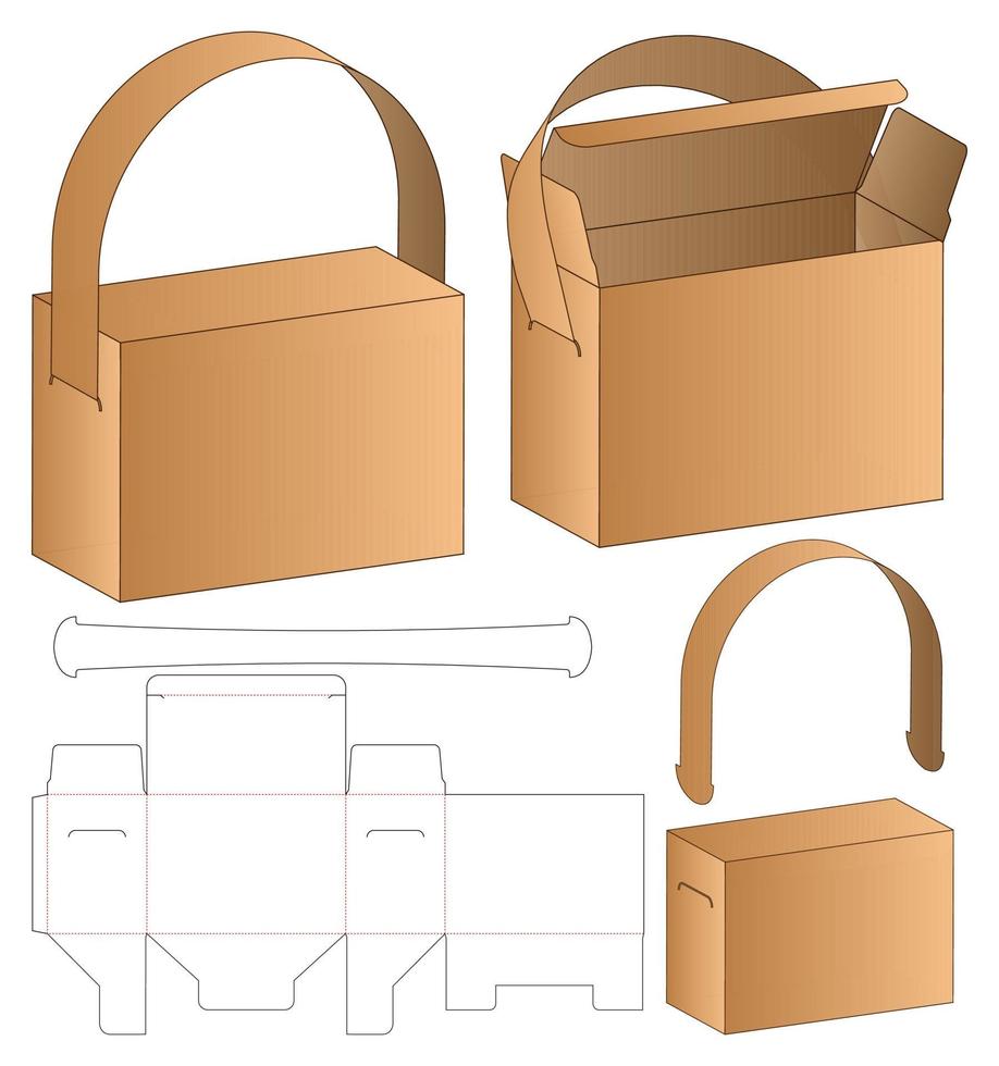 diseño de plantilla troquelada de embalaje de caja. Maqueta 3d vector