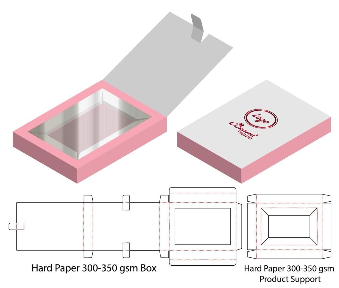 Box packaging die cut template design. 3d mock-up vector