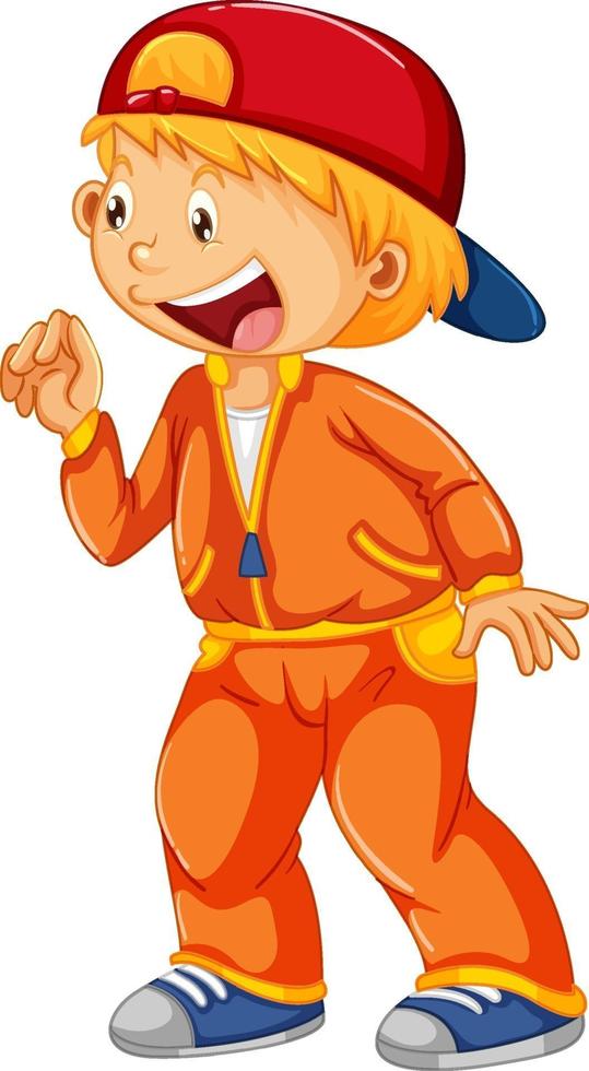 A boy standing cartoon character on white background vector