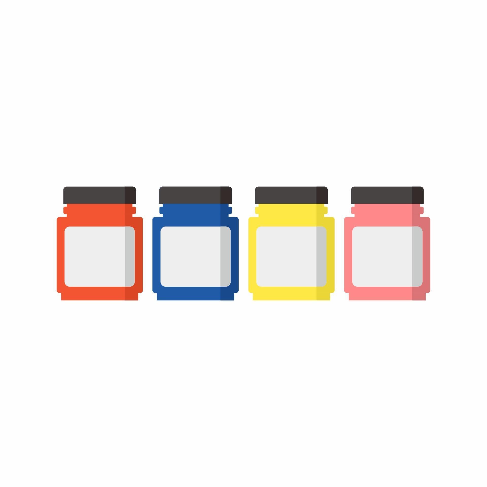 Set of textile paint bottle. Paint different colors isolated on white