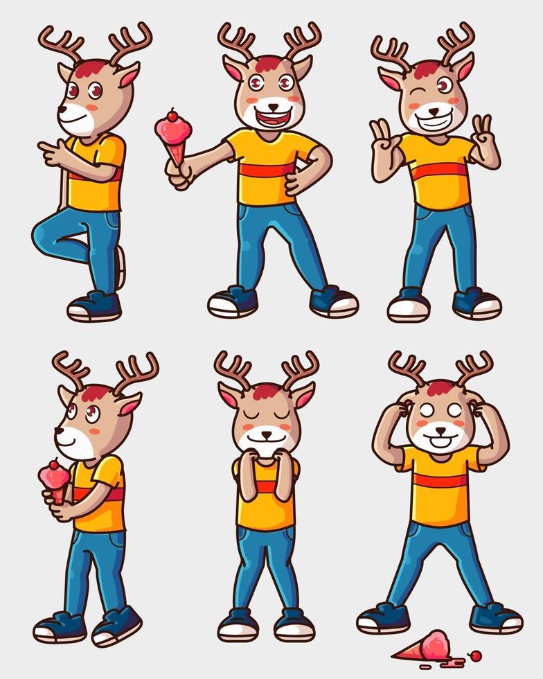 Deer mascot with ice cream vector