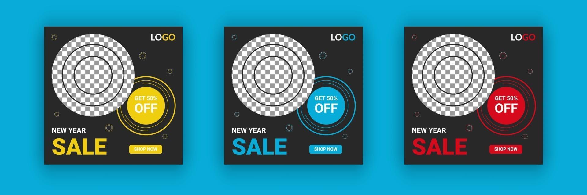 New year sale social media poste template vector
