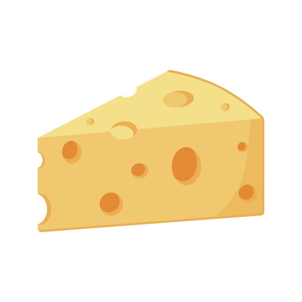 Flat Style Yellow Cheese Isolated Icon on White Background vector