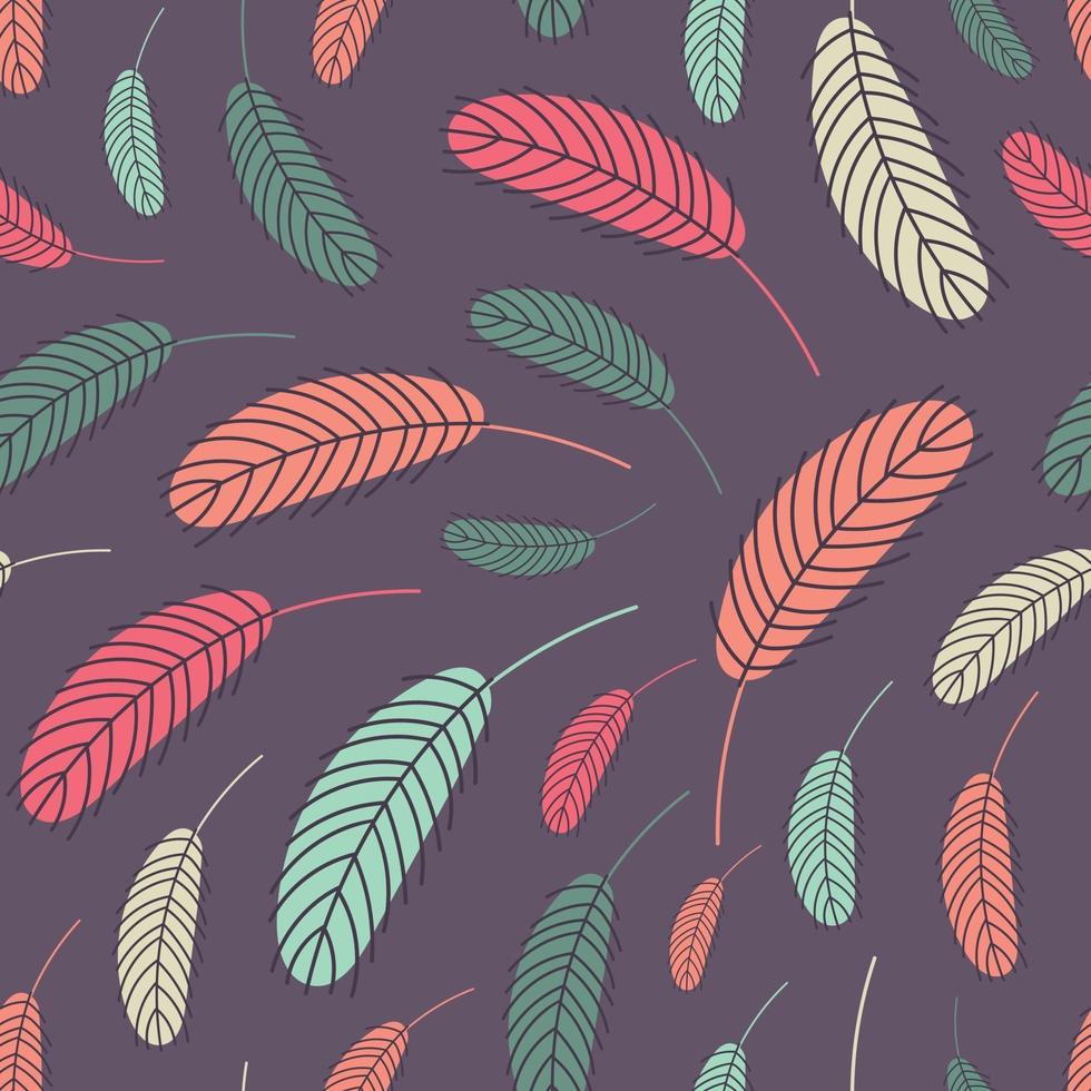 Boho feathers seamless pattern vector